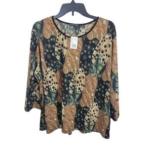 NWT Jessica Max Art to wear Beaded 3/4 Sleeve Casual Top Women's Size 2X